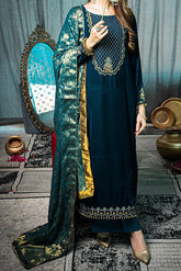 Teal Blue Festive Unstitched Suit NV203 - 3Pc